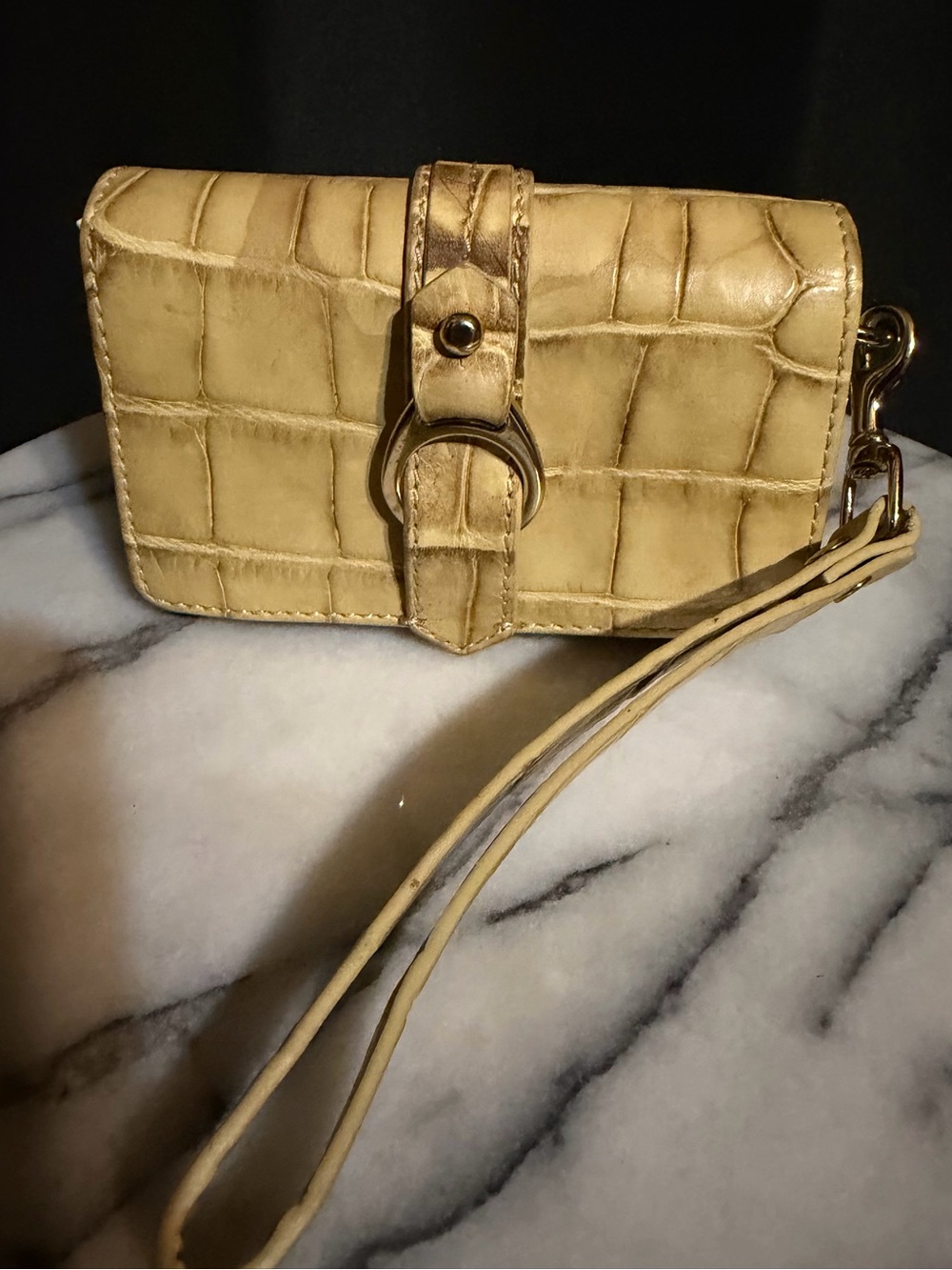 Dooney & Bourke Yellow Croc-Embossed Wristlet Clutch